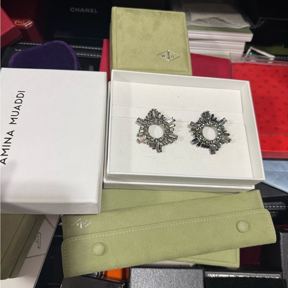 Authentic Amina Muaddi mini begum earrings black diamond - Picture 5 of 10